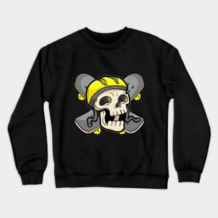 Skull with Skateboard and Skater Helmet Crewneck Sweatshirt